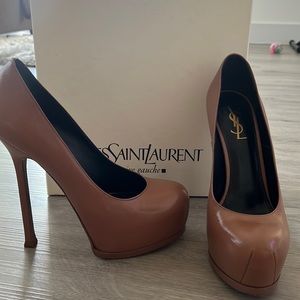 Yves Saint Laurent Tan Platform Heels
